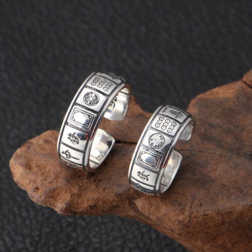 Real Solid 925 Sterling Silver Rings Games Lucky Fashion Hip Hop Jewelry Open Size 6-12