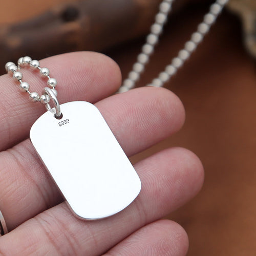 999 Sterling Silver Pendant Dog Tag Engraveable  Jewelry