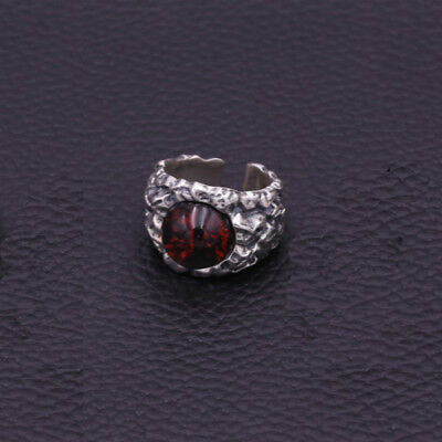 Real 925 Sterling Silver Ring Cracking Devil's Eye Glass Men's Open Size 7 to 12