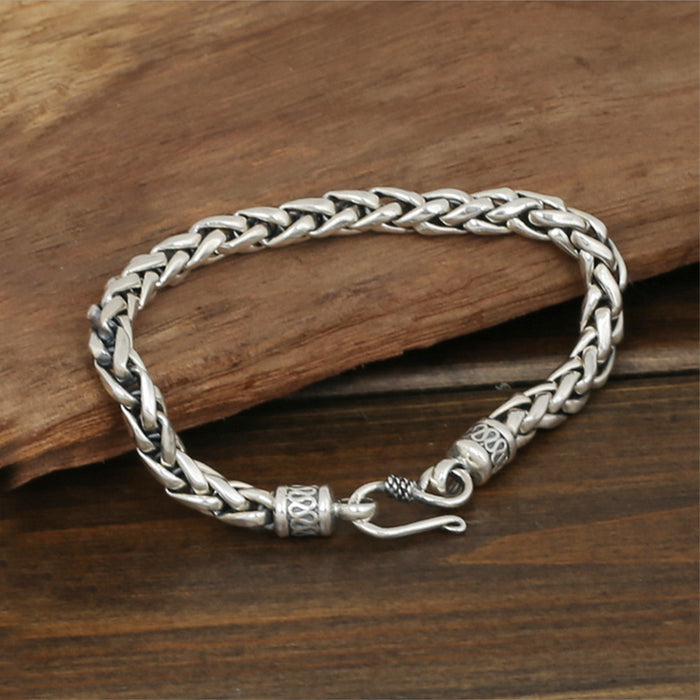 Men's Solid 925 Sterling Silver Bracelet Link Chain Twist Braided Jewelry