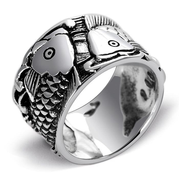 Real Solid 925 Sterling Solid Silver Ring Animals Fish Fashion Jewelry Size 8 9 10 11