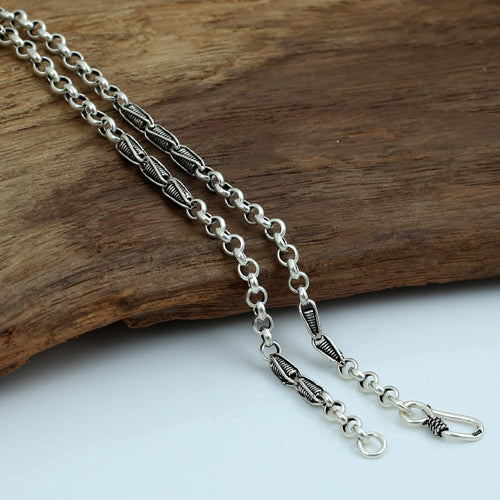 Genuine Solid 925 Sterling Silver O Loop Corn Links Chain Men Necklace 18"-32"