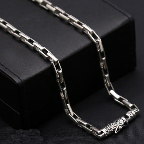 Genuine Solid 925 Sterling Silver Cuboid Chain Curse Men's Necklace 20"-24"
