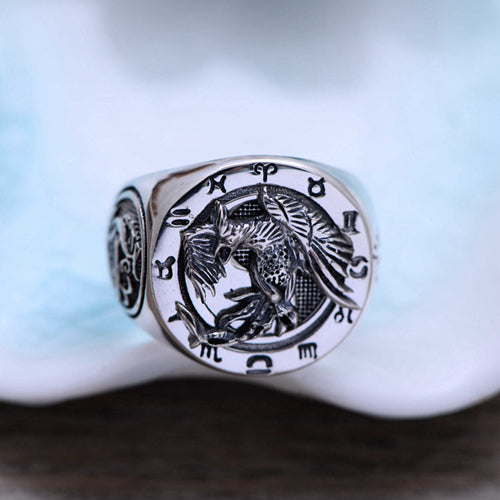 Real Solid 925 Sterling Silver Ring Animals Rosefinch Mythical Creatures Punk Jewelry Size 8 9 10 11