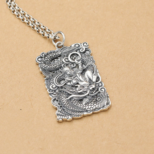 Real 925 Sterling Silver Pendant Dragon Dog Tags Jewelry