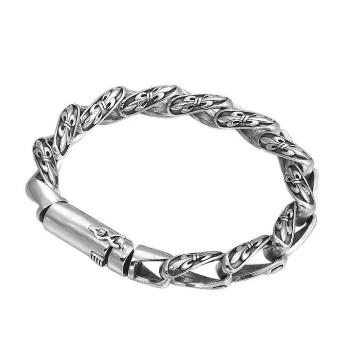 Real Solid 925 Sterling Silver Bracelet Twist Chain Anchor Punk Jewelry 8.3"