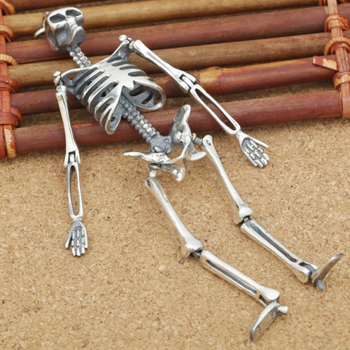 Real 925 Sterling Silver Pendant Skeleton Skull