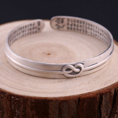 Real Solid 999 Sterling Silver Cuff Bracelet Bangle Truelove Knot Love & Hearts Fashion Jewelry