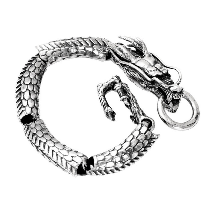 Heavy Men's Solid 925 Sterling Silver Bracelet Link Dragon Animals Chain Jewelry 8.3"
