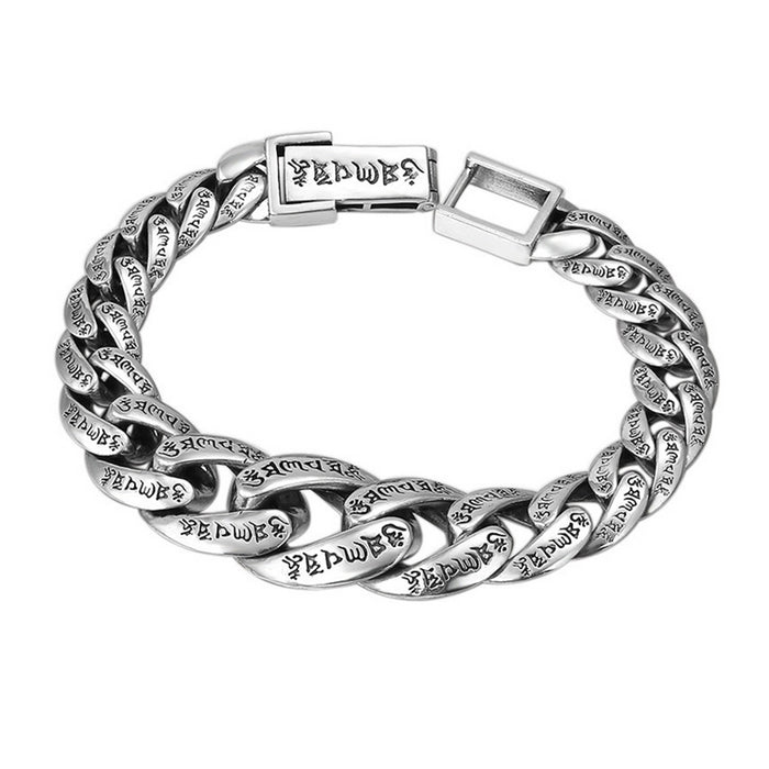 Real Solid 925 Sterling Silver Bracelet Lection Cuban Link Chain Religions Luck Jewelry 7.09" - 9.45"