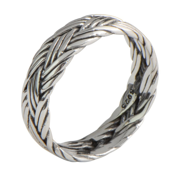Real Solid 925 Sterling Silver Ring Braided Twisted Punk Jewelry Size 6 7 8 9 10 11