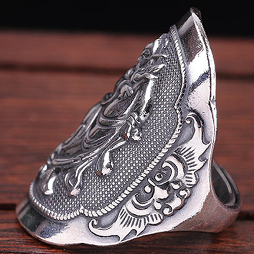 Real Solid 990 Sterling Silver Ring ChungKuel Totem Protection Punk Jewelry Open Size 8 9 10 11