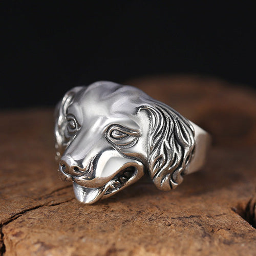 New Real Solid 925 Sterling Silver Ring Animals Dog Punk Jewelry Open Size 8 9 10 11