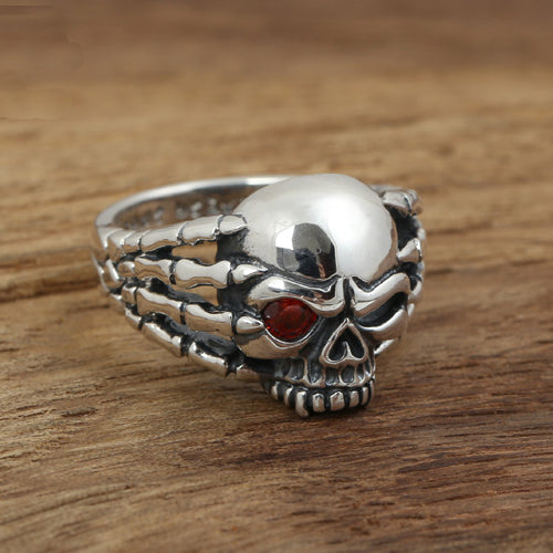 Real Solid 925 Sterling Silver Ring Skulls Claws Cubic Zirconia Hip Hop Jewelry Size 8 9 10