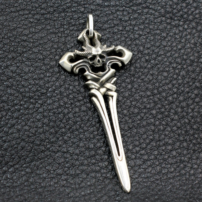 Men's Women's Real Solid 925 Sterling Silver Pendants Skull Sword Cross Fashion