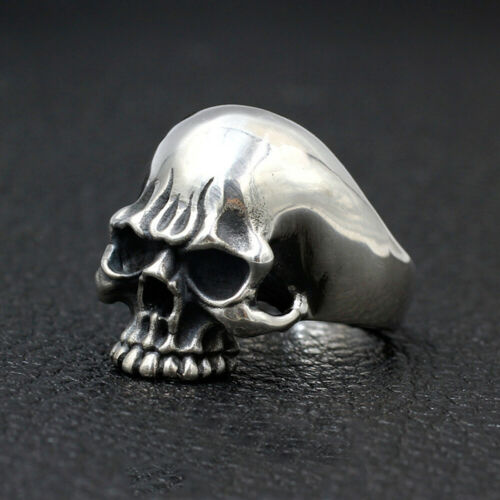 Real Solid 925 Sterling Silver Ring Skulls Polished Gothic Punk Jewelry Size 8 9 10 11
