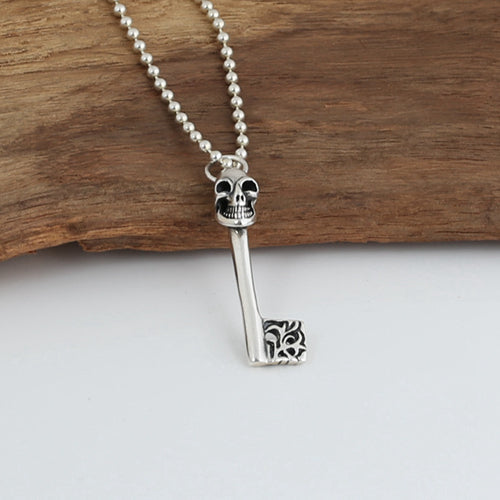 925 Sterling Silver Pendant Key Skull Jewelry