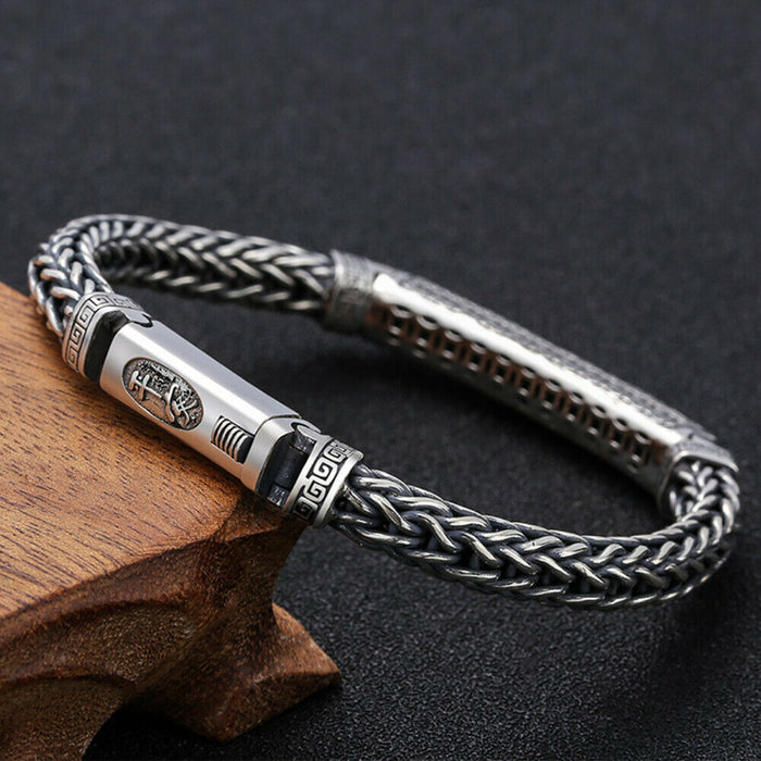 Real Solid 925 Sterling Silver Bracelet Jewelry Braided Twist Coin 7.9"