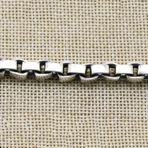Real Solid 925 Sterling Silver Bracelet Link Rectangular Box Chain Punk Jewelry 6.3"-8.7"