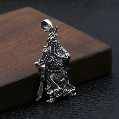 Real 925 Sterling Silver Pendant God-of-War Duke Guan Jewelry