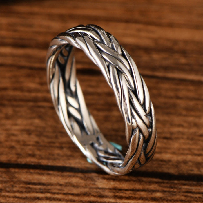 Real Solid 925 Sterling Silver Ring Braided Twisted Punk Jewelry Size 6 7 8 9 10