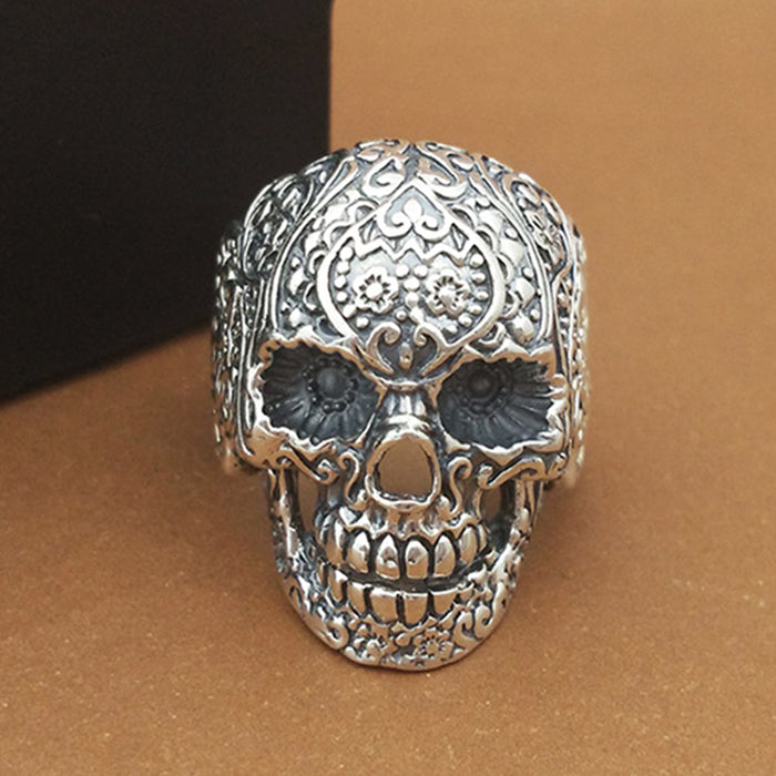 Huge Heavy Real Solid 925 Sterling Silver Ring Skeletons Skulls Hip Hop Jewelry Size 8 9 10 11 12