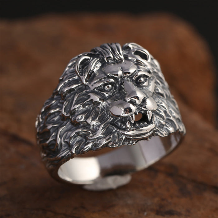 Huge Heavy Real Solid 925 Sterling Silver Ring Animals Lion King Punk Jewelry Size 8 9 10 11