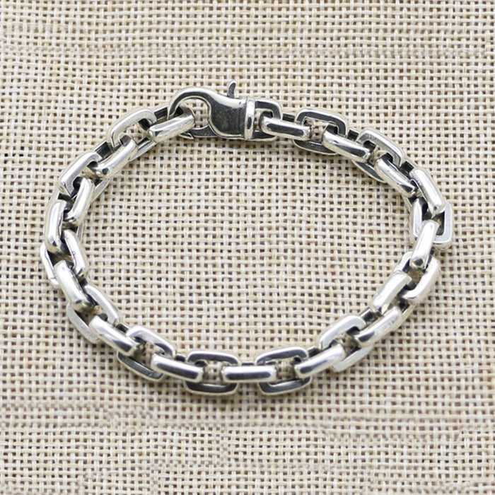 Real Solid 925 Sterling Silver Bracelet Link Classical Chain Loop Jewelry 6.3"- 9.8"