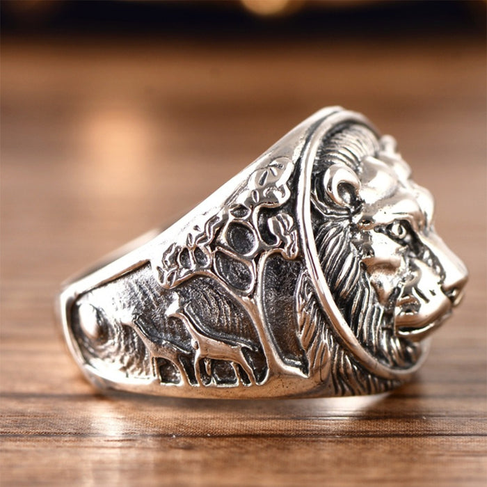 Huge Heavy Real Solid 925 Sterling Silver Ring Animals Lion King Punk Jewelry Size 8 9 10 11 12
