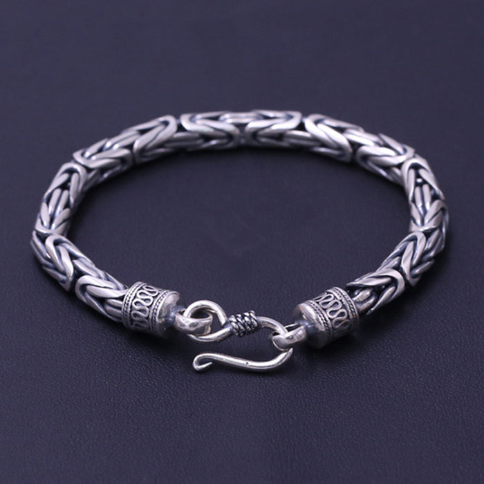Men's Solid 925 Sterling Silver Bracelet Link Chain Well Stripe Square Jewelry