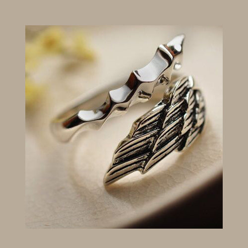 Real Solid 925 Sterling Silver Ring Angel Wings Feather Fashion Punk Jewelry Open Size 8 9 10 11