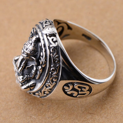 Real Solid 925 Sterling Silver Ring Animals Elephant Ganesha Punk Jewelry Size 7 8 9 10 11 12