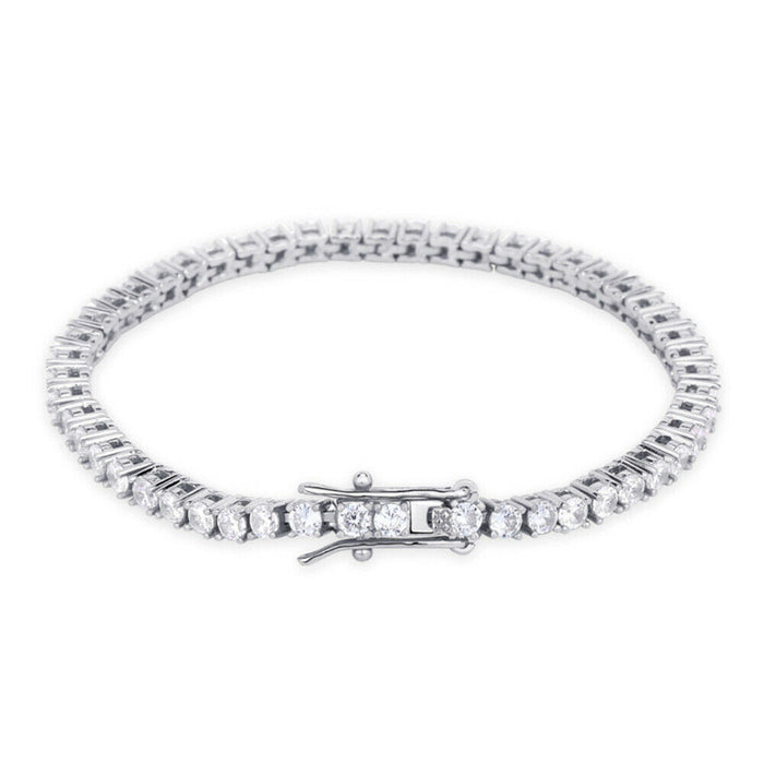 Real Solid 925 Sterling Silver Bracelets Cubic Zirconia Tennis Chain Fashion Jewelry 7" 8"