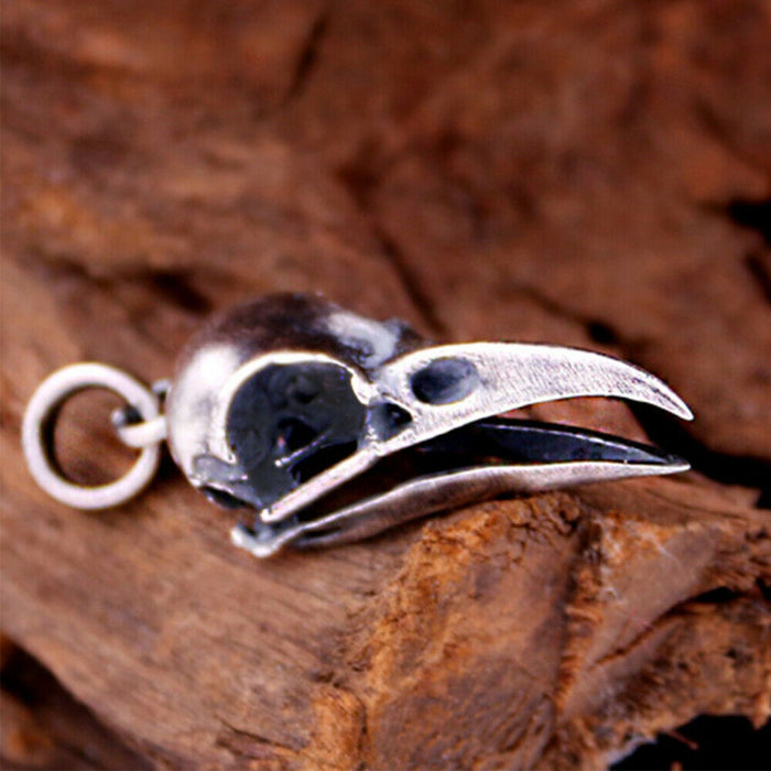 Men's Women's Real Solid 925 Sterling Silver Pendants Crow Head Hollow Fashion