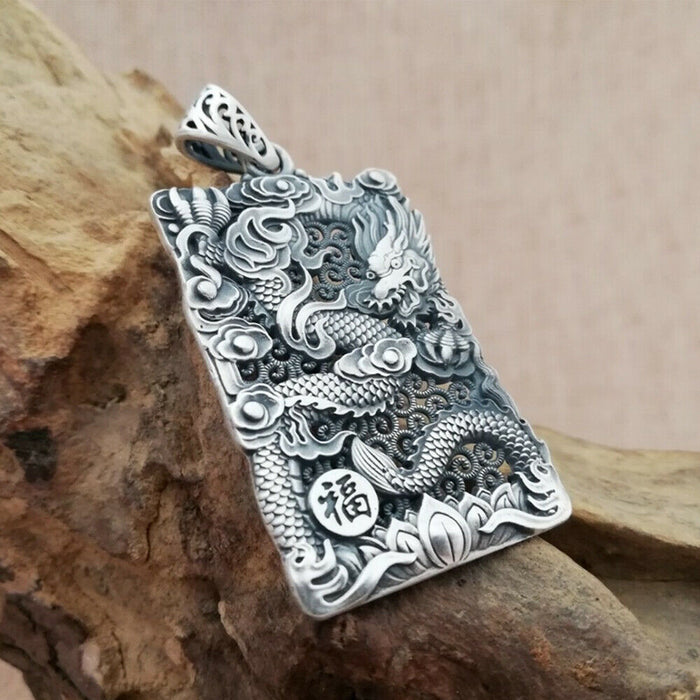 Men's Real Solid 999 Sterling Silver Pendants Jewelry Dragon Animal Fashion