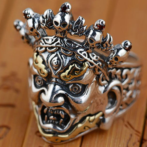 Real Solid 925 Sterling Silver Ring Skeletons Skulls Devils Punk Gothic Jewelry Size 8 9 10 11 12