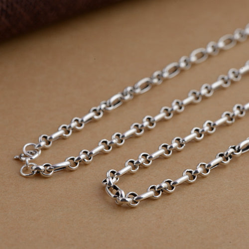 Real Solid 925 Sterling Silver Necklace Rectangular O Link Chain Men's 18" - 28"