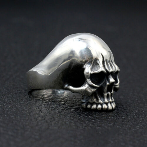 Real Solid 925 Sterling Silver Ring Skulls Polished Gothic Punk Jewelry Size 8 9 10 11