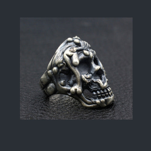 Real Solid 925 Sterling Silver Ring Skulls Lady's Body Art Punk Jewelry Size 8 9 10 11