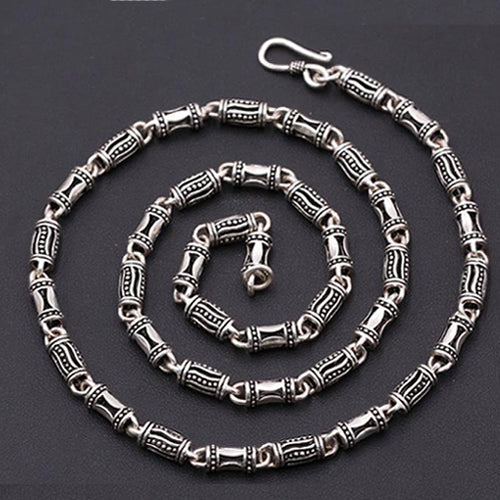 Real Solid 925 Sterling Silver Hollow Canister Chain Men's Necklace18"-24"