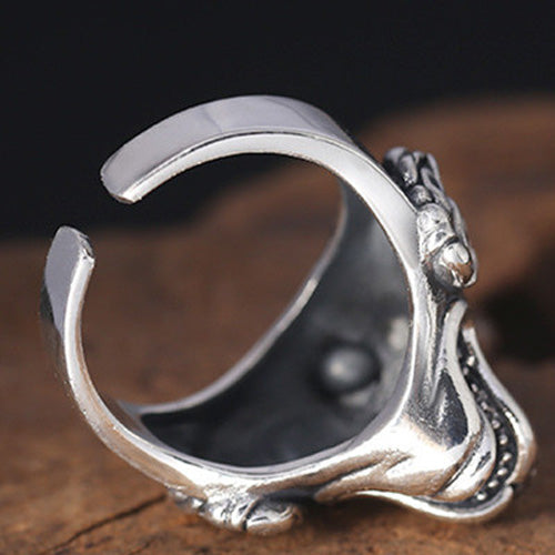 New Real Solid 925 Sterling Silver Ring Animals Dog Punk Jewelry Open Size 8 9 10 11