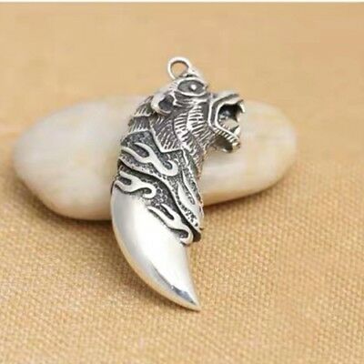Real 925 Sterling Silver Pendant Wolf Tooth