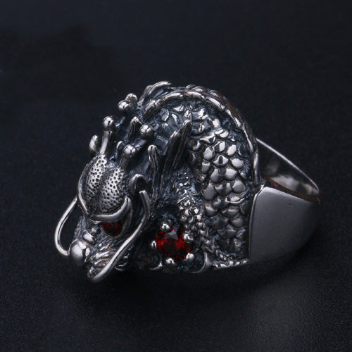Real Solid 925 Sterling Silver Animals Dragon Gothic Punk Jewelry Size 8 9 10 11 12