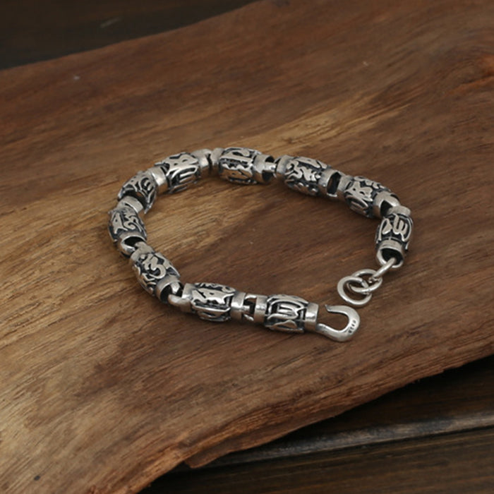 Men's Solid 925 Sterling Silver Bracelet Link Chain Lection Cylinder Jewelry