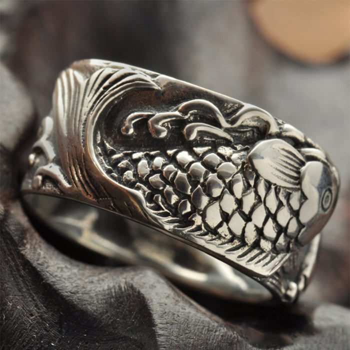 Real Solid 925 Sterling Solid Silver Ring Animals Fish Fashion Jewelry Size 8 9 10 11