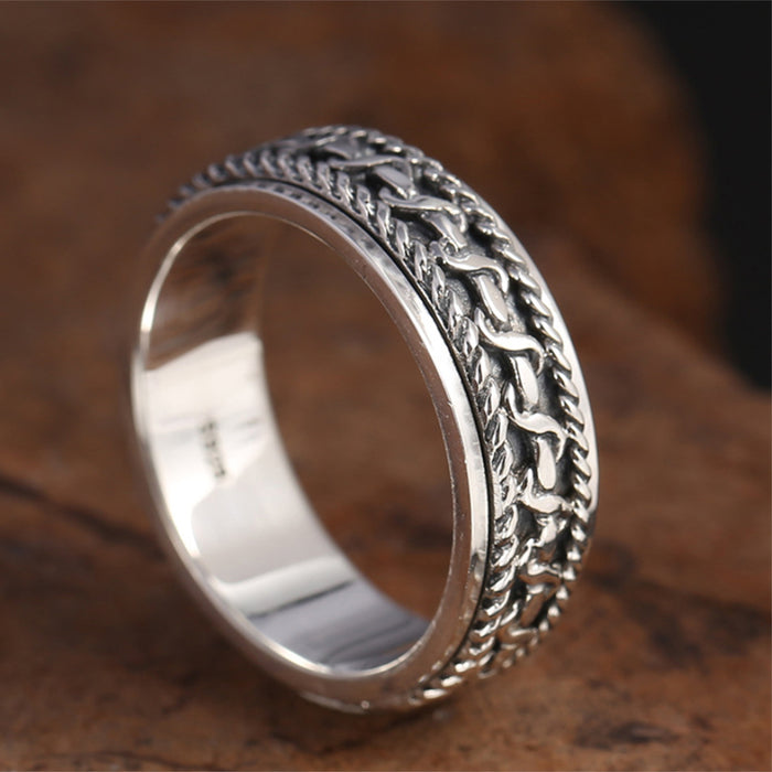 Real Solid 925 Sterling Silver Ring Band Lucky Braided Punk Jewelry Rotation Size 7.5 to 11.5