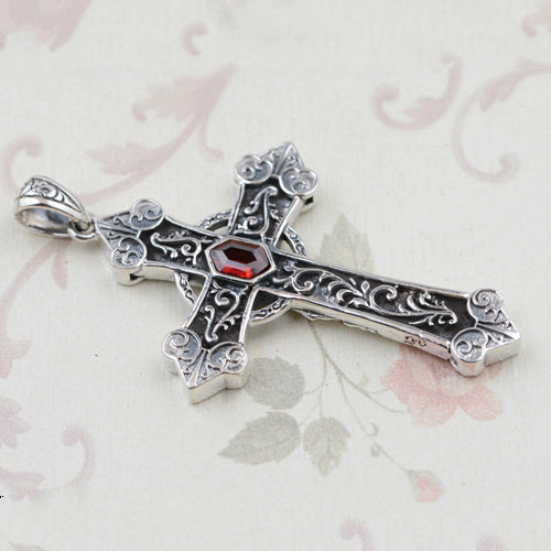 925 Sterling Silver Pendant Virgin Mary Gothic Cross Jewelry