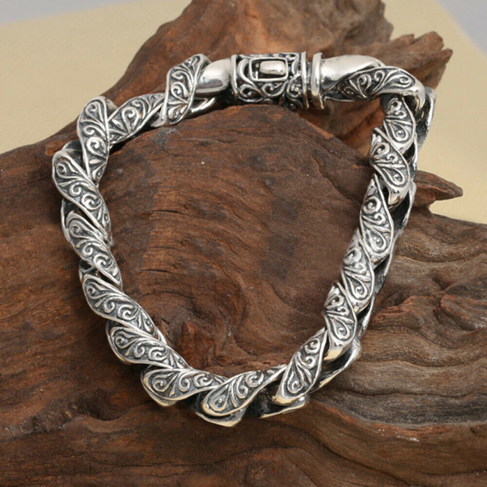 8MM Men's Real Solid 925 Sterling Silver Bracelet Twist Chain Link Punk Jewelry 8.3"
