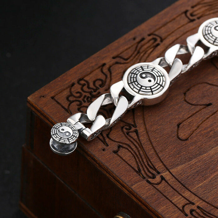 Real Solid 925 Sterling Silver Bracelet Cuban Link Chain Animals Dragon Turtle Phoenix Beast Jewelry 7.1" 7.9"