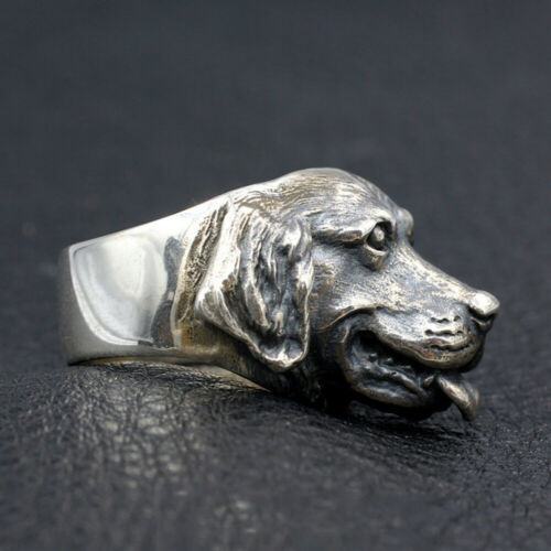 Real Solid 925 Sterling Silver Ring Animals Dog Labrador Punk Jewelry Size 8 9 10 11